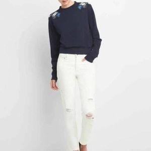 GAP Slim Straight Distressed White Denim Jeans